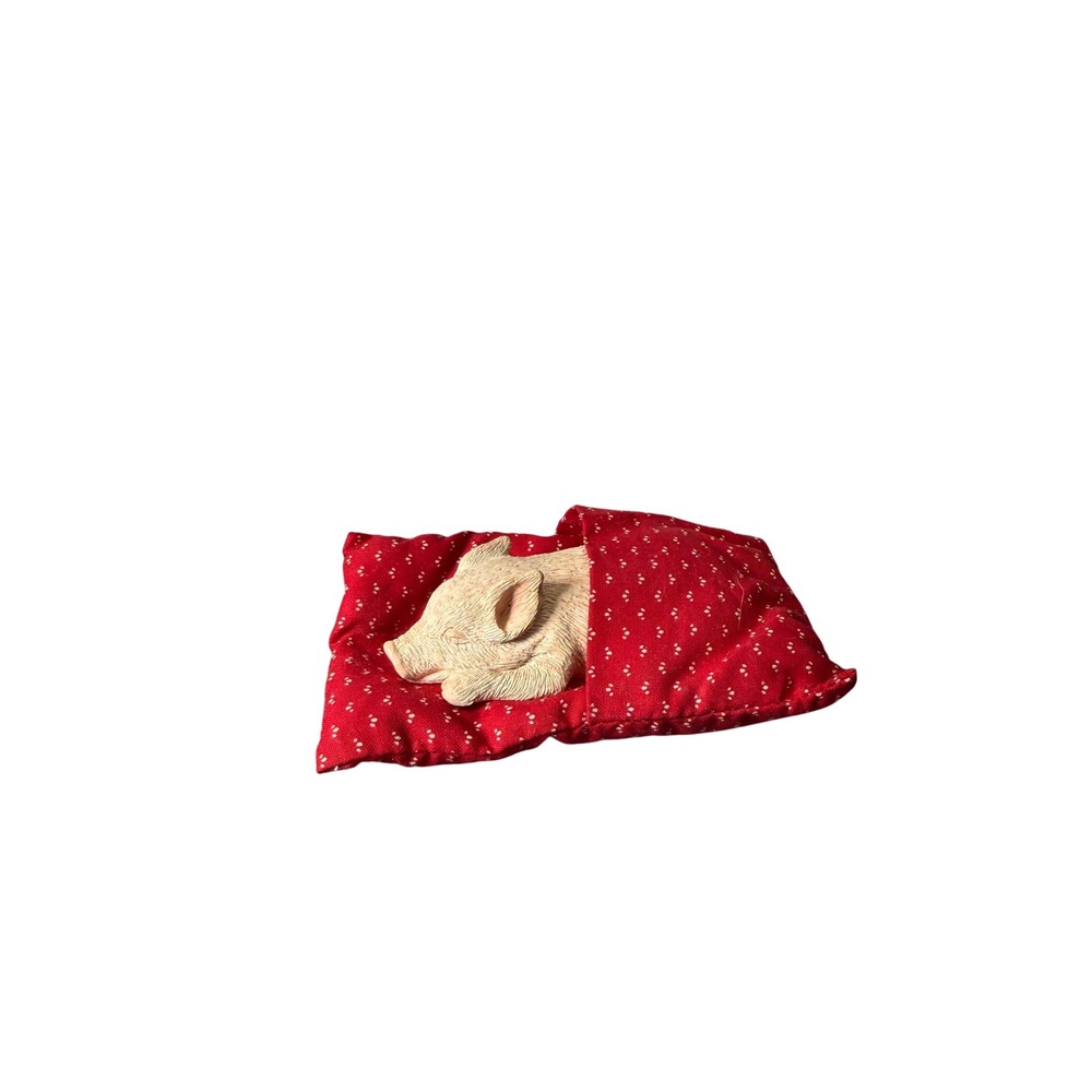 Vintage 1988 Sandicast Lil Snoozers Piglet in Sleeping Bag Figurine C70 Red